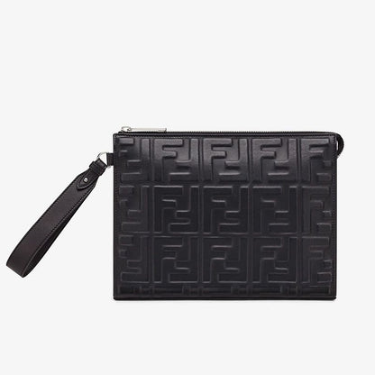 Cuero | Flat Pouch In FF Motif Nappa Leather Black