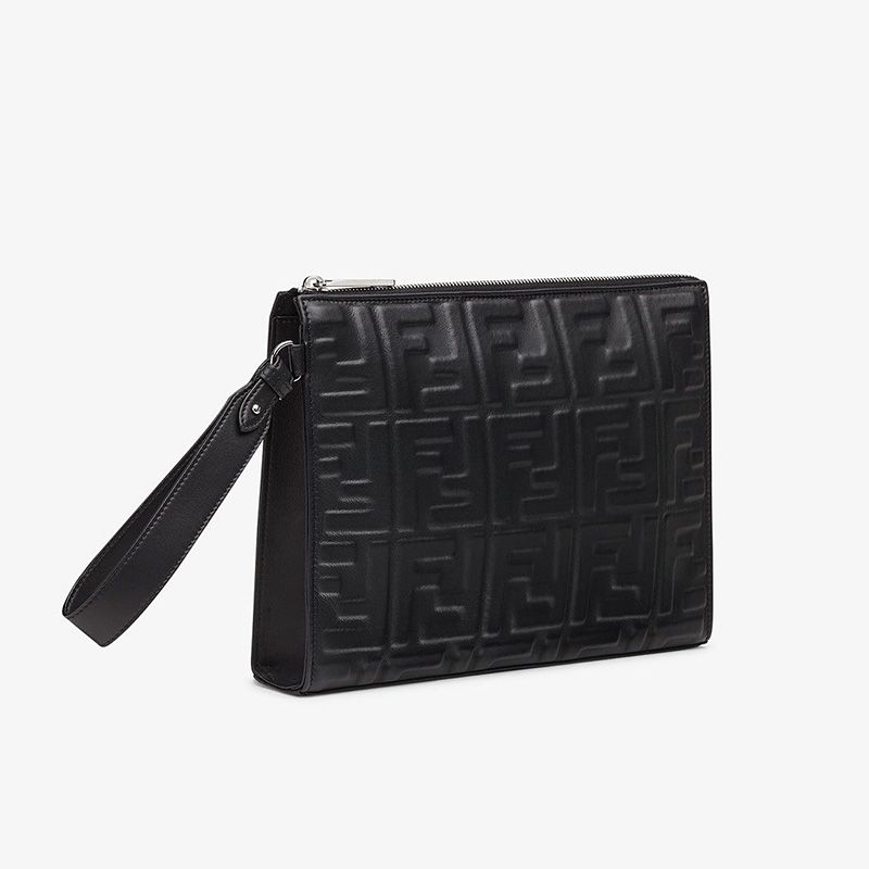 Cuero | Flat Pouch In FF Motif Nappa Leather Black
