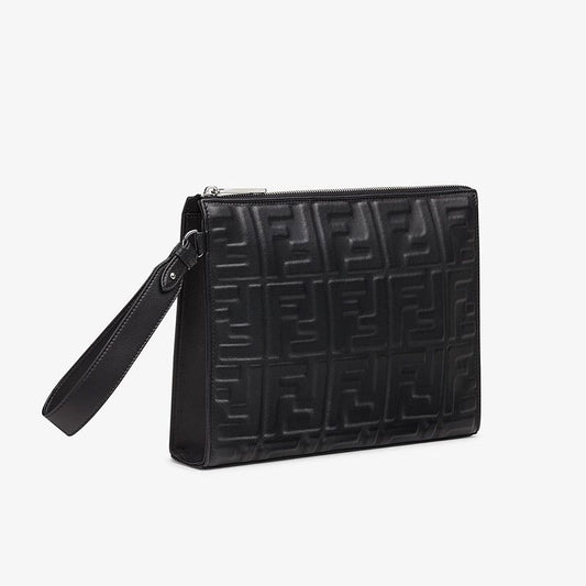 Cuero | Flat Pouch In FF Motif Nappa Leather Black