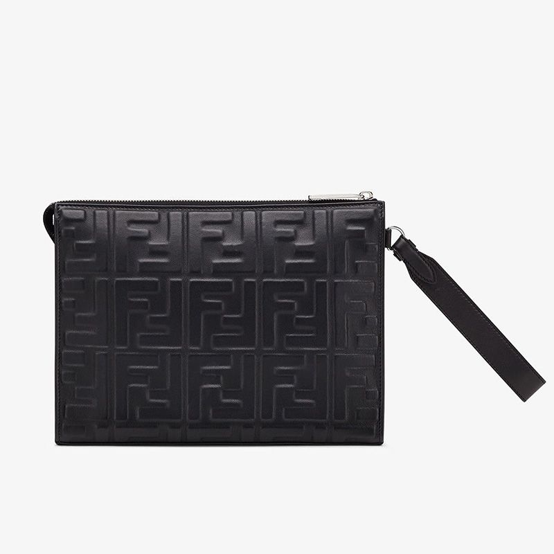 Cuero | Flat Pouch In FF Motif Nappa Leather Black