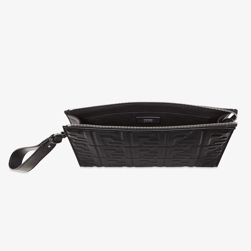 Cuero | Flat Pouch In FF Motif Nappa Leather Black