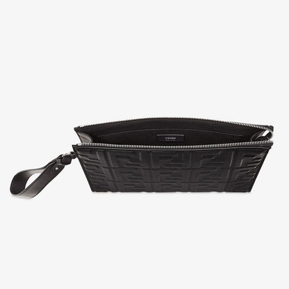 Cuero | Flat Pouch In FF Motif Nappa Leather Black