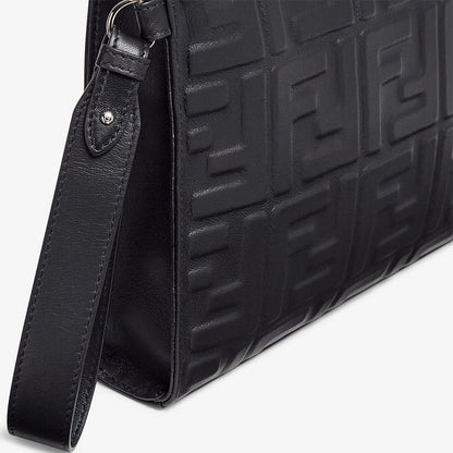 Cuero | Flat Pouch In FF Motif Nappa Leather Black