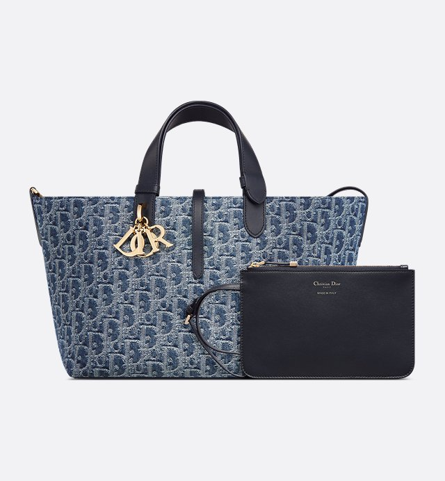 Cuero | Medium Oblique Jacquard Bag Blue Denim