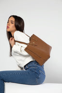 Reversible City Tote Handbag In Camel