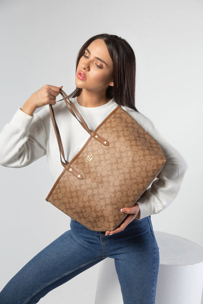 Cuero | Reversible City Tote Handbag In Camel