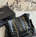 YSL Niki Shopping Tote – Black chevron quilted leather tote