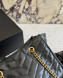 YSL Niki Shopping Tote – Black chevron quilted leather tote