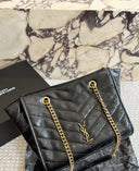 YSL Niki Shopping Tote – Black chevron quilted leather tote