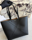 Loewe Puzzle Fold Tote – Black grained leather tote