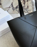 Loewe Puzzle Fold Tote – Black grained leather tote