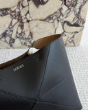 Loewe Puzzle Fold Tote – Black grained leather tote