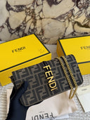 Fendi Chain Wallet – FF monogram canvas with gold logo