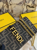 Fendi Chain Wallet – FF monogram canvas with gold logo