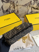 Fendi Chain Wallet – FF monogram canvas with gold logo