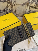 Fendi Chain Wallet – FF monogram canvas with gold logo
