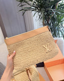 Louis Vuitton Raffia Straw Woven Pouch
