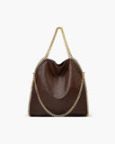 Stella McCartney Falabella Tote Bag – Brown Leather with Gold Chain Trim