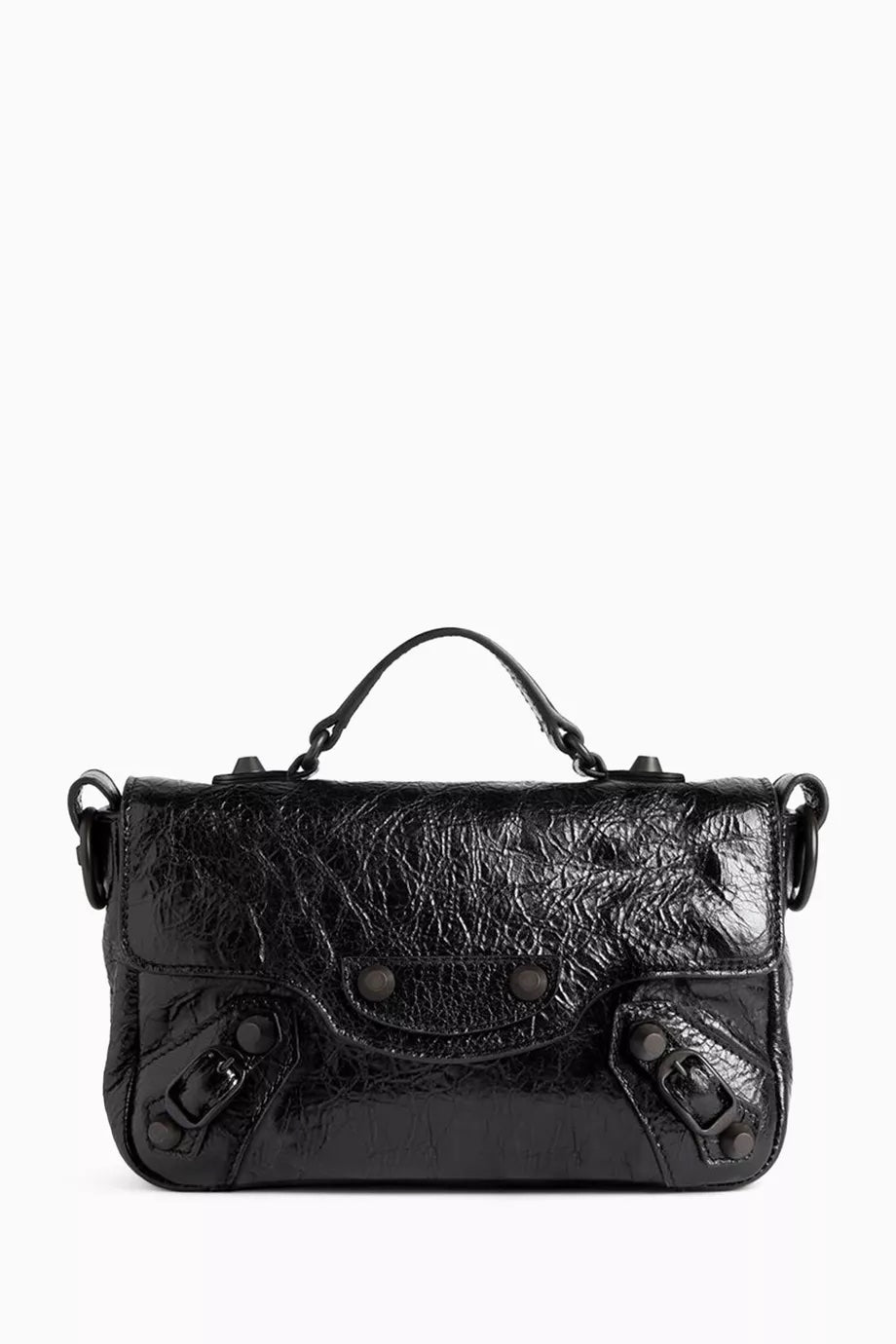 Balenciaga Le Cagole Small Top Handle Bag – Black Crinkled Leather