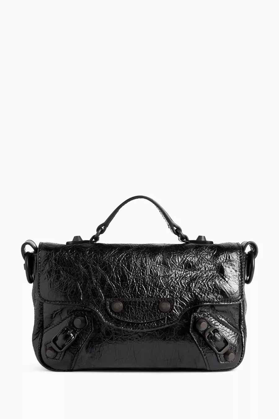Balenciaga Le Cagole Small Top Handle Bag – Black Crinkled Leather