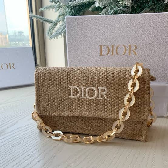 Cuero | Mini Bag – Beige Raffia/Woven Straw with Embroidered Logo