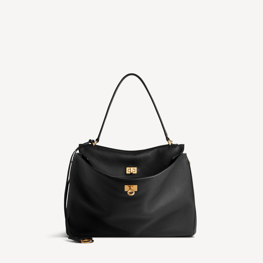 Balenciaga WOMEN’S RODEO HANDBAG LARGE GRAINED CALFSKIN IN BLACK