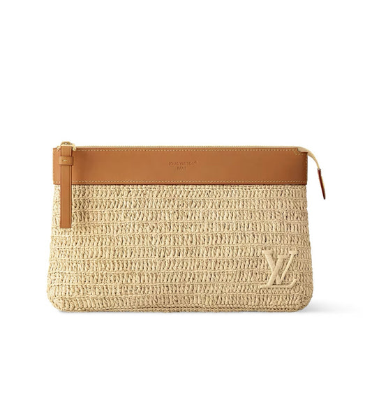 Louis Vuitton Raffia Straw Woven Pouch