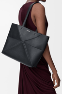 Loewe Puzzle Fold Tote – Black grained leather tote