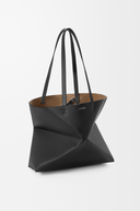 Loewe Puzzle Fold Tote – Black grained leather tote