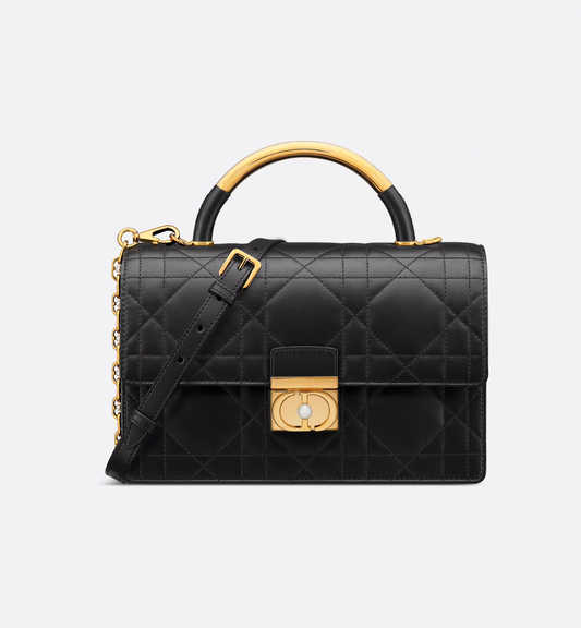 Cuero | Medium Ange Bag Black Macrocannage Lambskin
