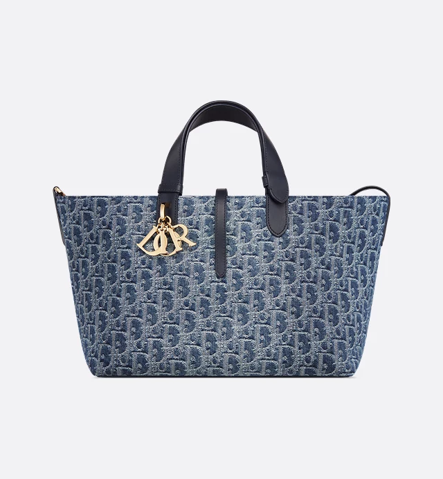 Cuero | Medium Oblique Jacquard Bag Blue Denim