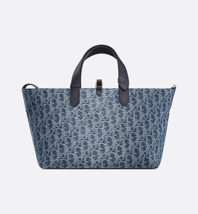 Cuero | Medium Oblique Jacquard Bag Blue Denim
