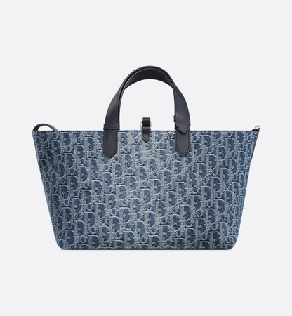 Cuero | Medium Oblique Jacquard Bag Blue Denim