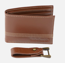 Original Timberland Men's Genuine Leather Bifold Wallet with Leather Key FOB