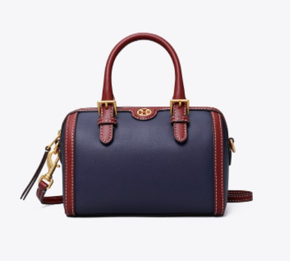 Cuero | Monogram Two-Tone Barrel Leather Crossbody Bag