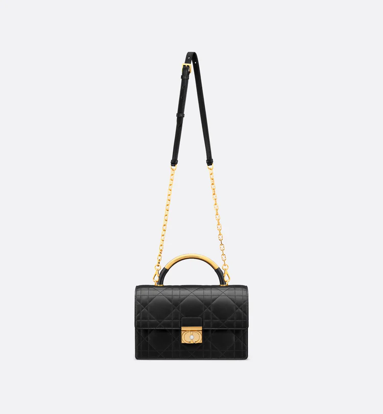 Cuero | Medium Ange Bag Black Macrocannage Lambskin
