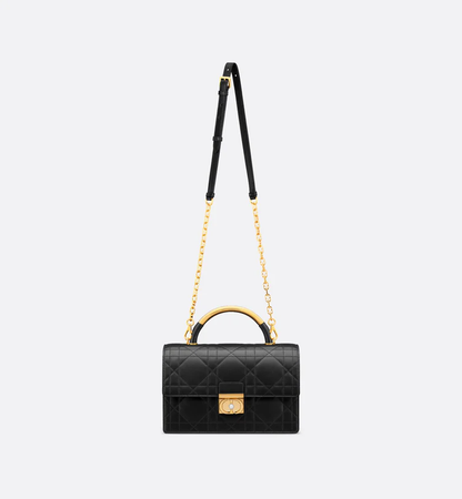 Cuero | Medium Ange Bag Black Macrocannage Lambskin