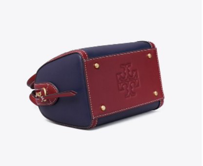 Cuero | Monogram Two-Tone Barrel Leather Crossbody Bag
