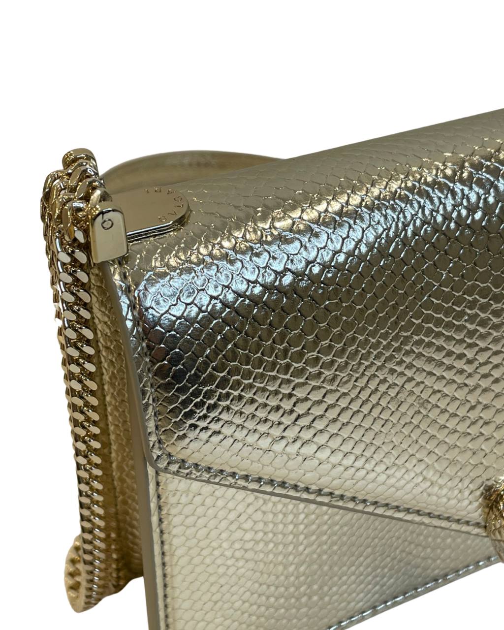 Cuero | Bvlgari Womens Gold Serpenti Forever Leather Shoulder Bag