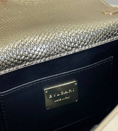 Cuero | Bvlgari Womens Gold Serpenti Forever Leather Shoulder Bag
