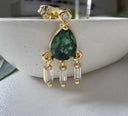 Green Zircon Stud Drop Earrings