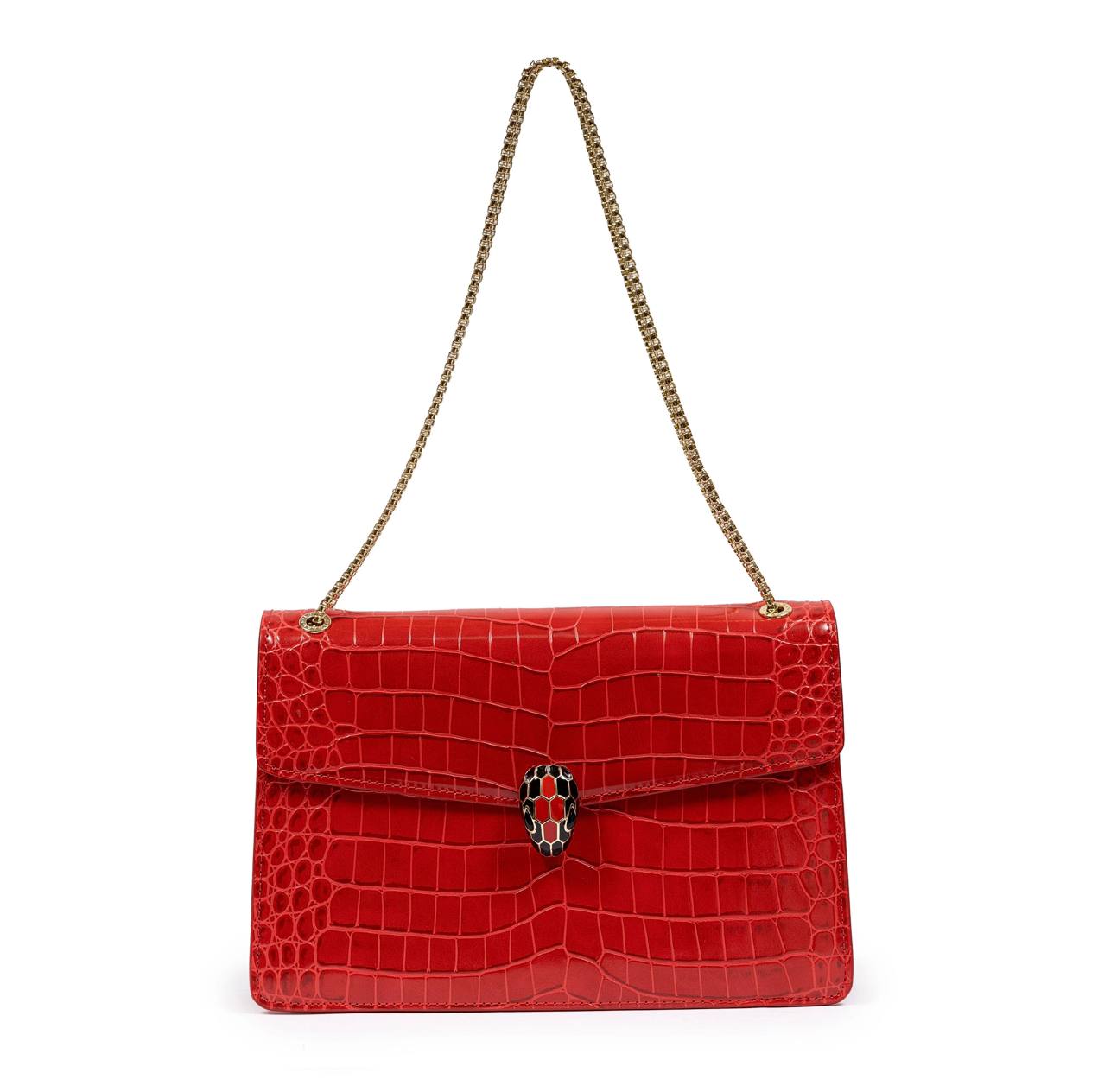 Cuero | Bvlgari Serpenti Crocodile Leather Bag In Red