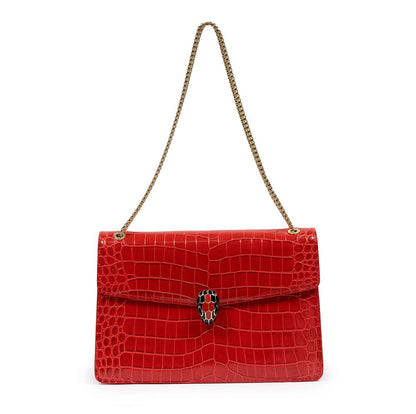 Cuero | Bvlgari Serpenti Crocodile Leather Bag In Red