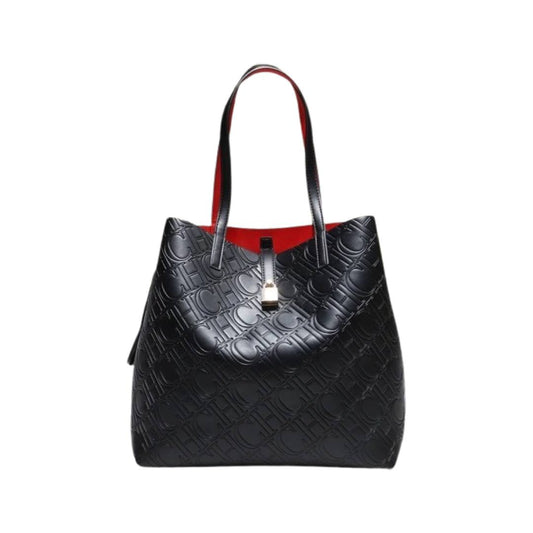 Cuero | Monogram Embossed Leather Large Locked Tote Bag