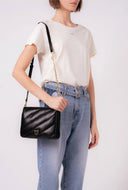 Pinko Small Twins Bag Maxi Quilt Black-Antique Gold