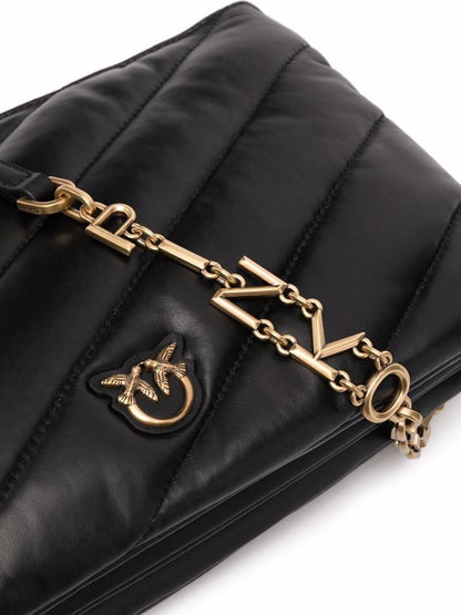 Cuero | Small Twins Bag Maxi Quilt Black-Antique Gold