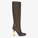 Delfina Brown leather high-heeled boots