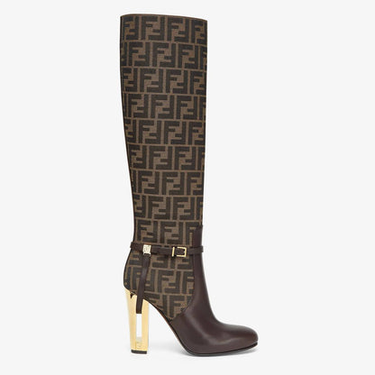 Cuero | Delfina Brown leather high-heeled boots