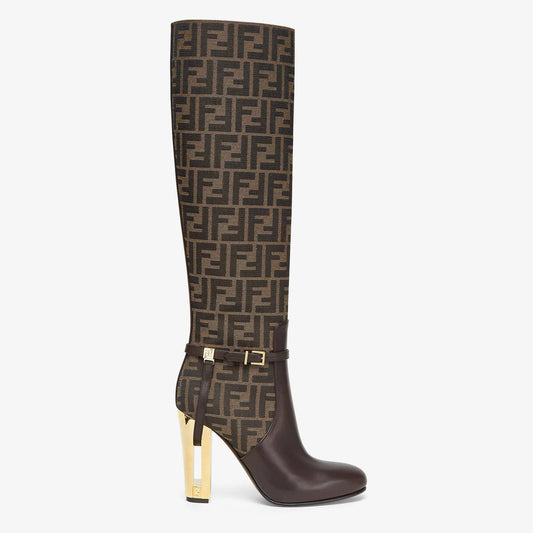 Cuero | Delfina Brown leather high-heeled boots
