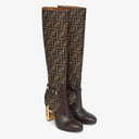 Delfina Brown leather high-heeled boots